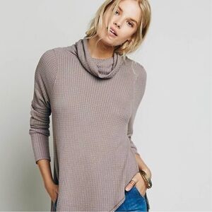 Free People We The Free Kristina Waffle Cowl Neck top